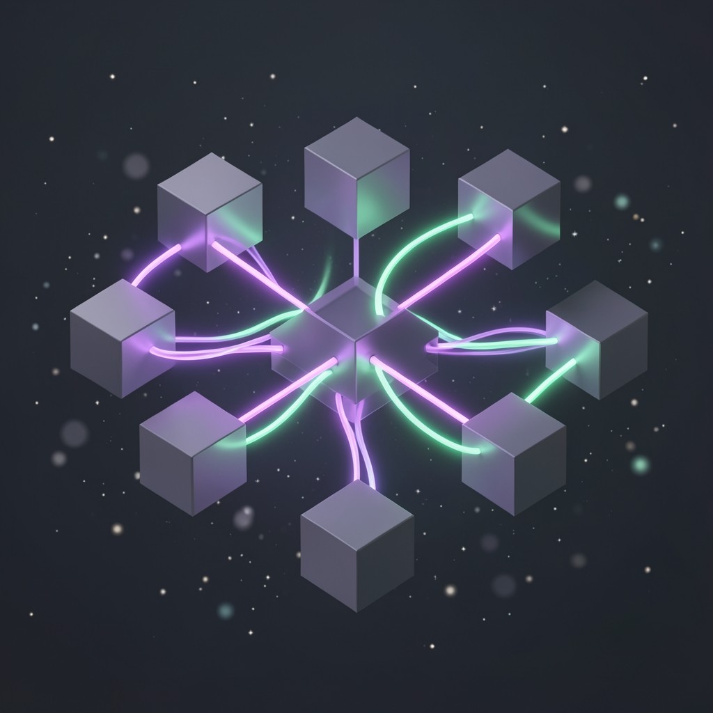 Interactive digital workshop cubes with glowing connections